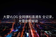 大雷VLOG 全网爆料直通车 全记录，大雷游戏解说