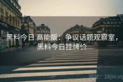 黑料今日 高能版：争议话题观察室，黑料今日挂牌价