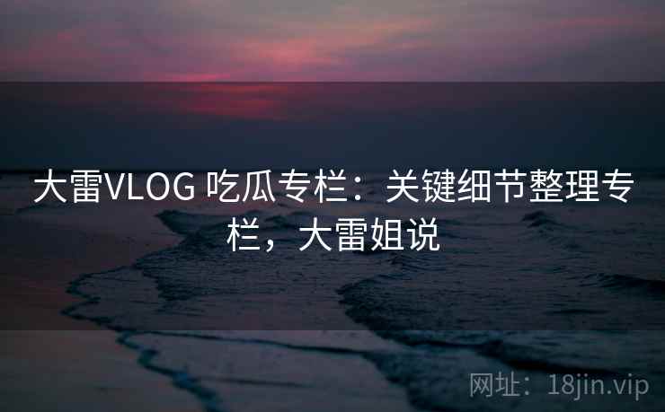 大雷VLOG 吃瓜专栏：关键细节整理专栏，大雷姐说